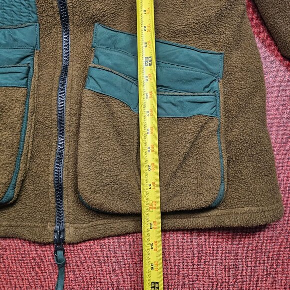VTG Orvis Fleece Field Jacket XL Green Brown Cargo Shooting Mid Length Outdoor - Picture 13 of 15